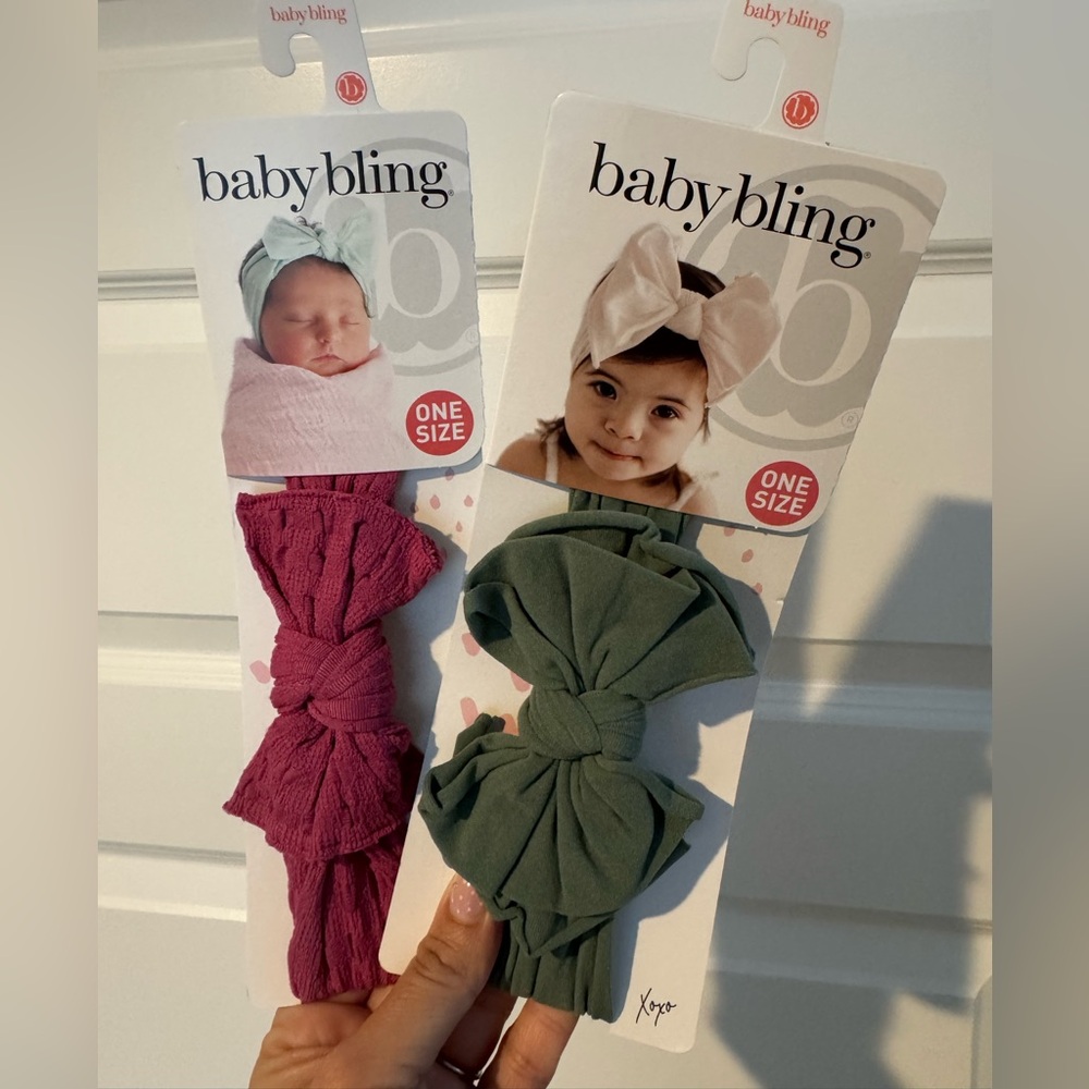 Nordstrom Baby Bling Pink and Green Headband Set